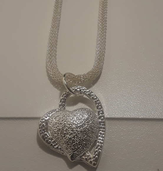 925 Silver and stamps heart necklace - Picture 2 of 3